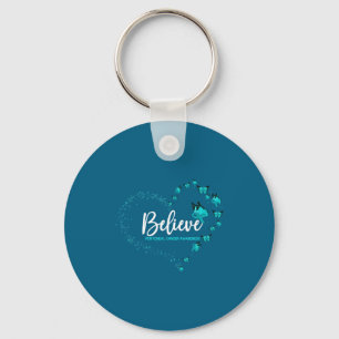 Peritoneal Cancer Awareness Butterfly Believe Key Ring