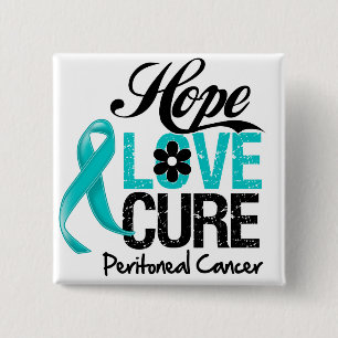 Peritoneal Cancer Hope Love Cure 15 Cm Square Badge
