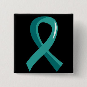 Peritoneal Cancer Teal Ribbon 3 15 Cm Square Badge