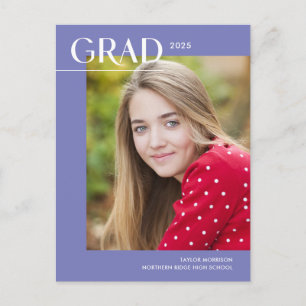 Periwinkle 2025 Grad 1-Photo Graduation Party Postcard