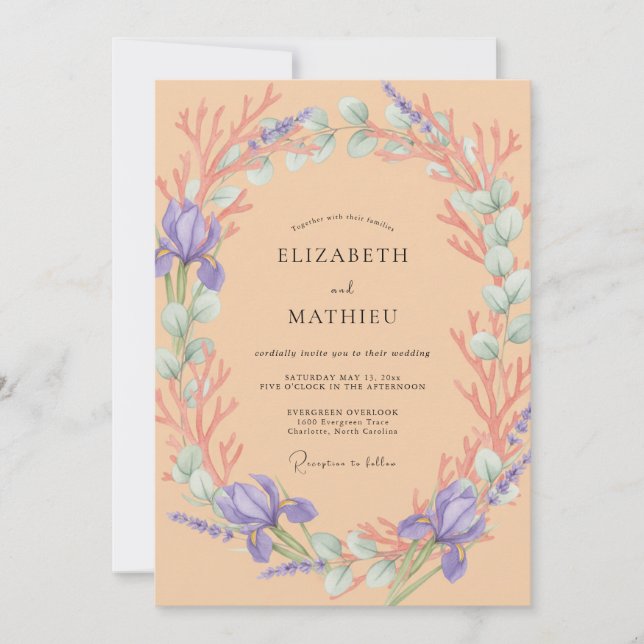 Periwinkle Amber Vine Wedding Invitation (Front)