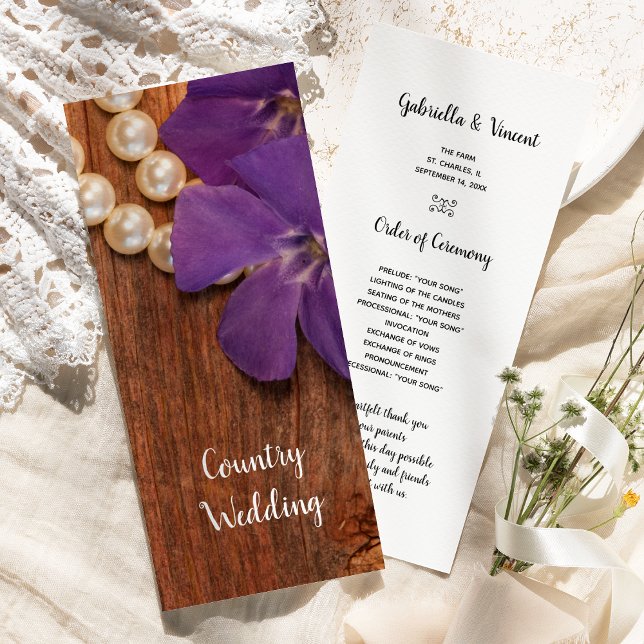 Periwinkle and Barn Wood Country Wedding Program (Creator Uploaded)