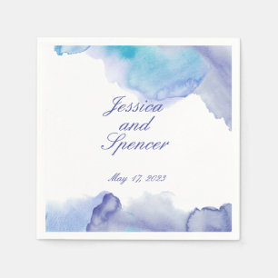 Periwinkle and Blue Alcohol Ink Wedding Napkins