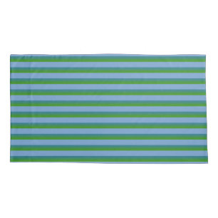 Periwinkle and Green Stripe King Pillow Case