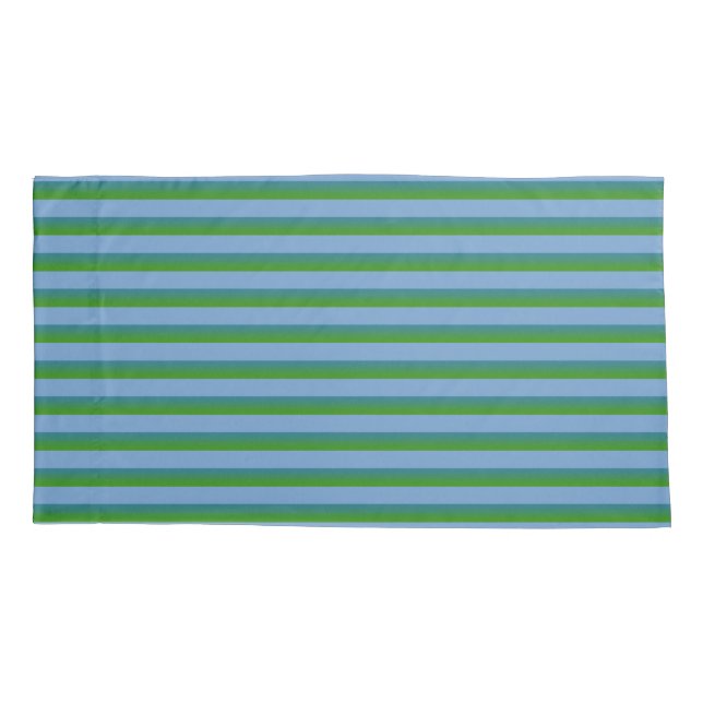 Periwinkle and Green Stripe King Pillow Case (Back)
