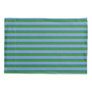 Periwinkle and Green Stripe Standard Pillow Case