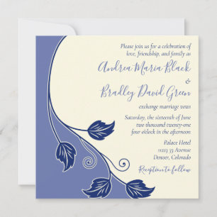 Periwinkle and Ivory Vine Wedding Invitation