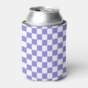 Periwinkle and White Chequerboard Pattern Can Cooler