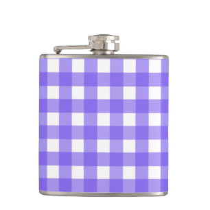 Periwinkle and white gingham hip flask