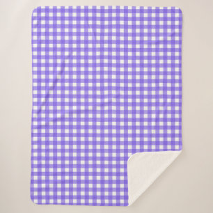 Periwinkle and white gingham sherpa blanket