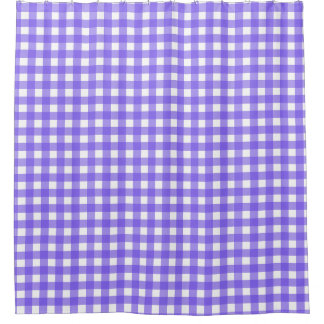 Periwinkle and white gingham shower curtain