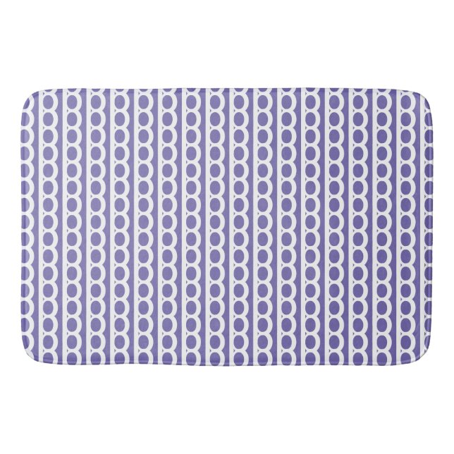Periwinkle and white Modern bubble Waves Bath Mat (Front)