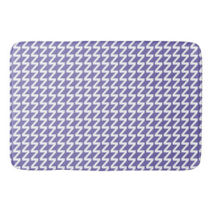 Periwinkle and white Modern Sharp Waves Bath Mat