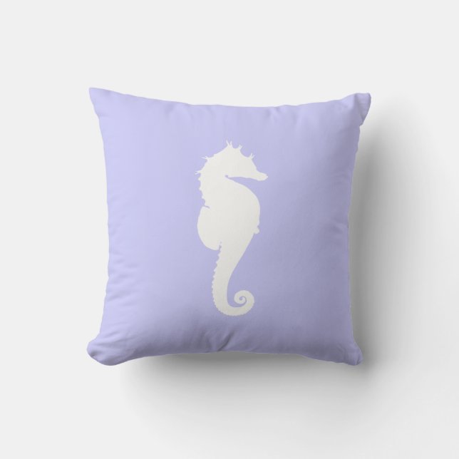 Periwinkle and White Sea Horse Cushion (Front)