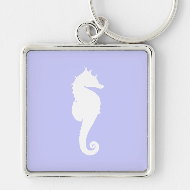 Periwinkle and White Sea Horse Key Ring (Front)