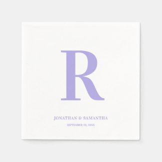 Periwinkle and White Wedding Monogram Modern Napkin