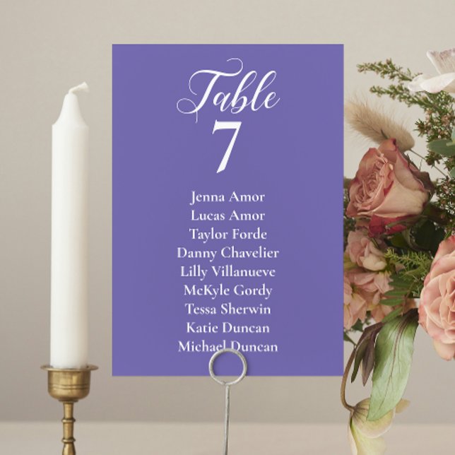Periwinkle And White Wedding Seating Chart Cards (Creator Uploaded)