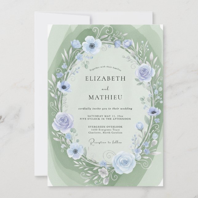 Periwinkle Anemone Wedding Invitation (Front)