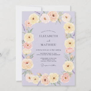 Periwinkle Apricot Blossom Wedding Invitation