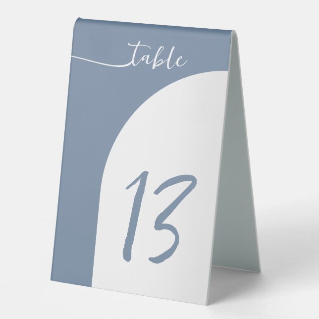 Periwinkle Arch Wedding Table Number Tent (Front)