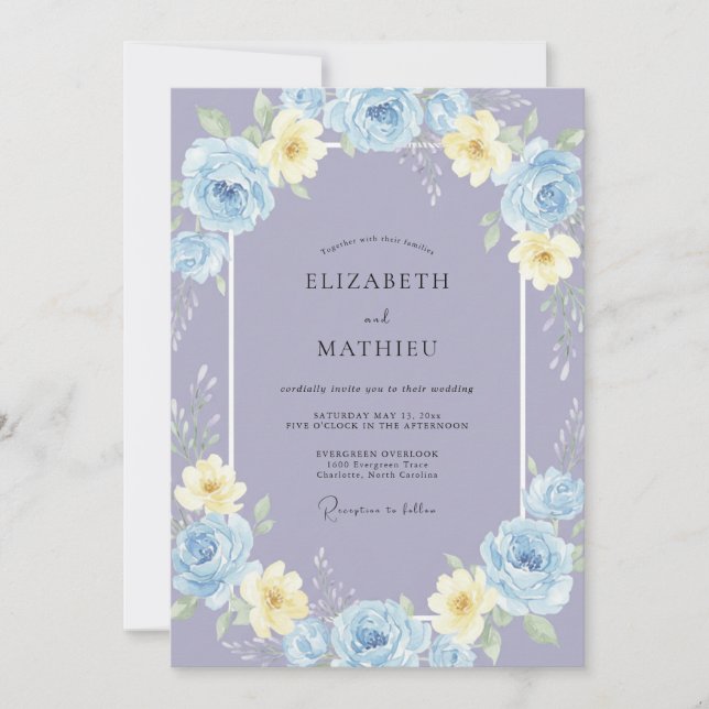Periwinkle Atmospheric Spring Wedding Invitation (Front)