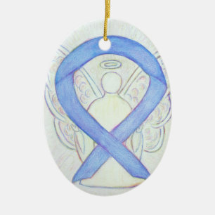 Periwinkle Awareness Ribbon Angel Pendant Ornament