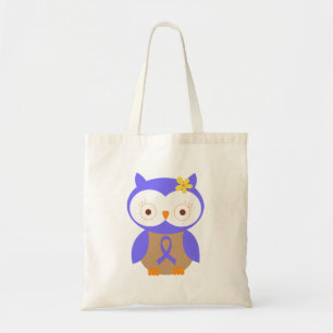 Periwinkle Awareness Ribbon Owl Tote Bag