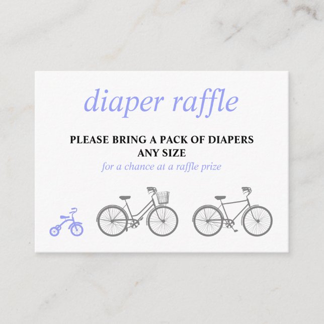 Periwinkle Bicycle Diaper Raffle Enclosure Card (Front)
