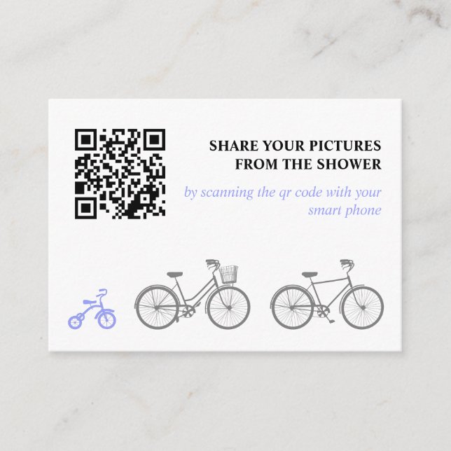 Periwinkle Bicycle Picture Share Enclosure Card (Front)