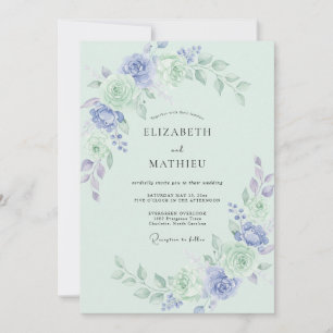 Periwinkle Blossom Watercolor Wedding Invitation