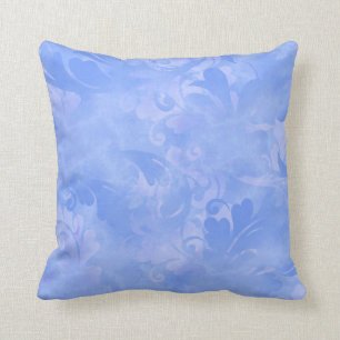 Periwinkle Blue Abstract Feather Pattern Cushion