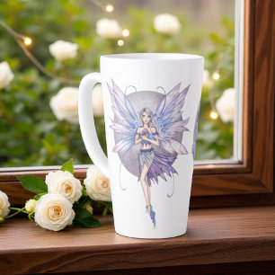 Periwinkle Blue and Purple Moon Fairies Latte Mug
