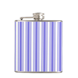 Periwinkle blue and white candy stripes hip flask
