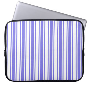 Periwinkle blue and white candy stripes laptop sleeve