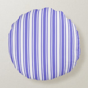Periwinkle blue and white candy stripes round cushion