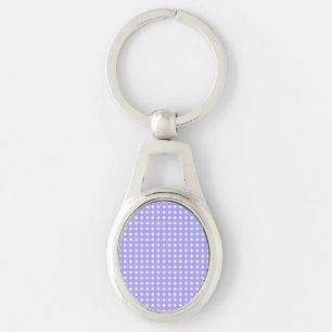 Periwinkle Blue and White Geometric Pattern Key Ring