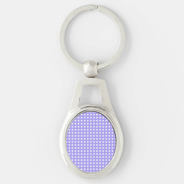Periwinkle Blue and White Geometric Pattern Key Ring (Front)