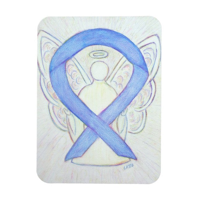 Periwinkle Blue Awareness Ribbon Angel Art Magnet (Vertical)