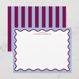 Periwinkle Blue & Berry Plum Wavy Note Card