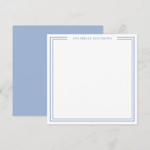 Periwinkle Blue Border Name Monogram Square Card