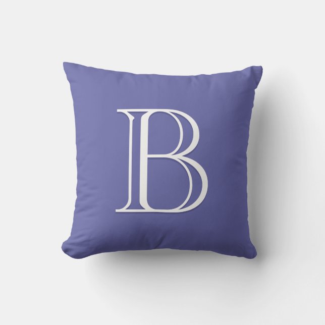 Periwinkle Blue Custom Letter Monogrammed Initial Cushion (Front)