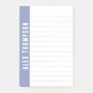 Periwinkle Blue Custom Name Lined Post-it Notes