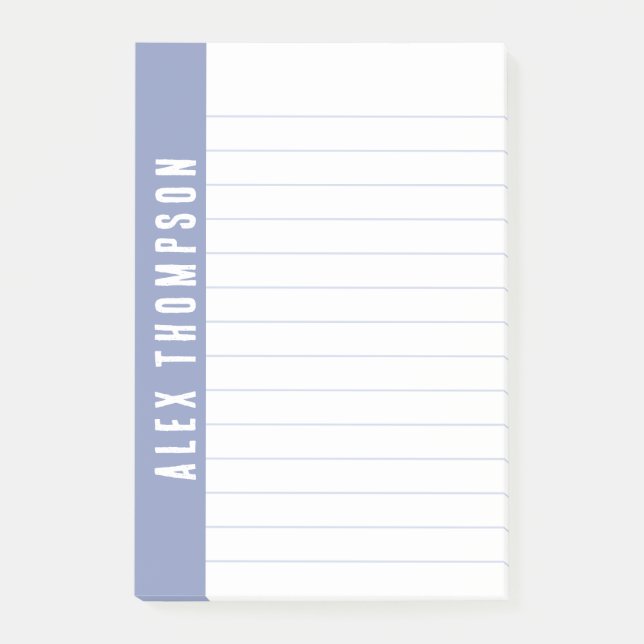 Periwinkle Blue Custom Name Lined Post-it Notes (Front)