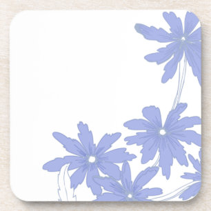 Periwinkle Blue Daisies Cork Coaster Set