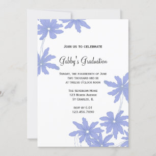 Periwinkle Blue Daisies Graduation Party Invite