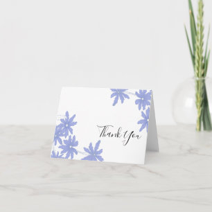 Periwinkle Blue Daisies on White Thank You Card