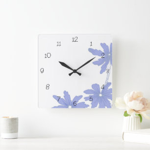 Periwinkle Blue Daisies Square Wall Clock
