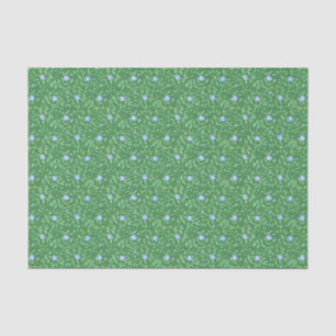Periwinkle Blue Dark Green Country-style Floral Tissue Paper