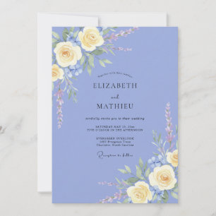 Periwinkle Blue Exquisite Floral Wedding Invitation