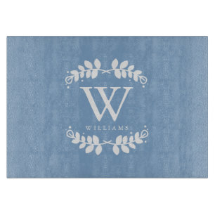 Periwinkle Blue Family Monogram Cutting Board